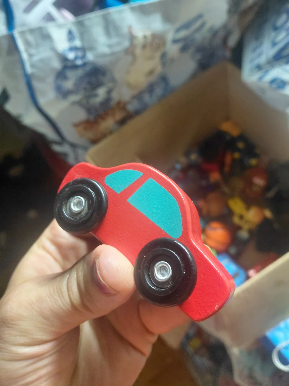 Melissa & Doug Red Wooden Toy Car with Teal Window